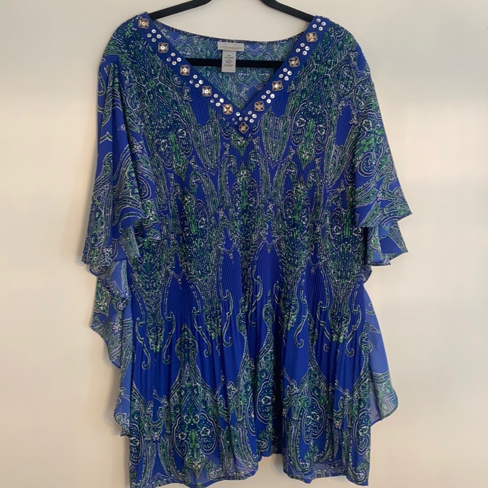 Catherine’s green and blue blouse size 2X- 22/24W